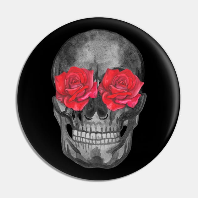Skull with roses flowers Pin by deadblackpony