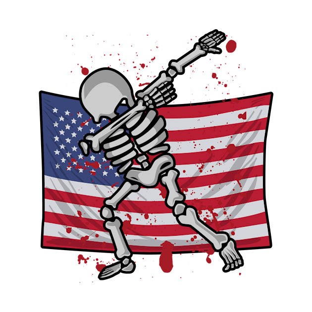 Dab For Freedom Skeleton American Flag by teevisionshop