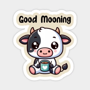 Good Mooning Kawaii Cow Pun Coffee Lovers Magnet