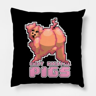 8 bit digital pigs Pillow