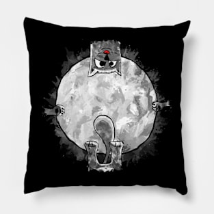 space cat on the moon Pillow