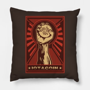 IOTA Coin: Propaganda style triumphant fist clutching a IOTA coin Pillow