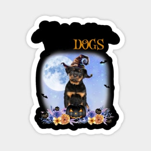 Rottweiler Witch Hat Life Is Better With Dogs Halloween Magnet