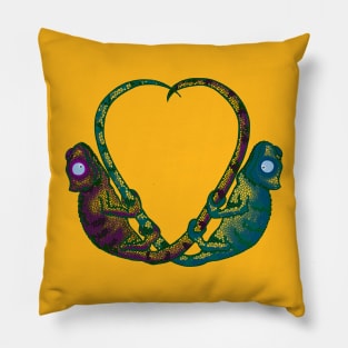 love and chameleon Pillow