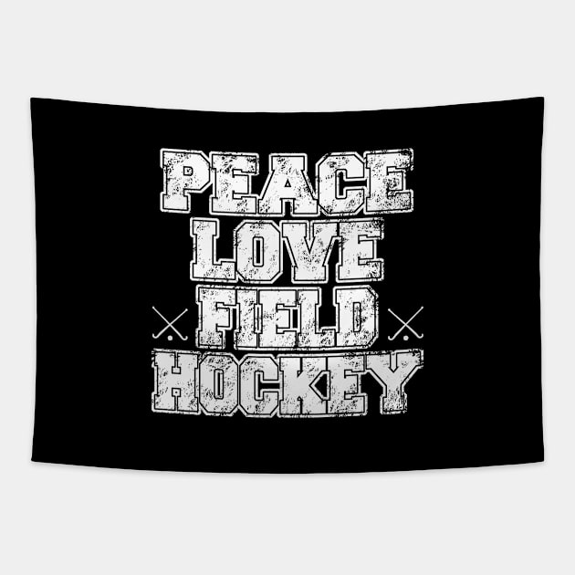 Peace Love Field Hockey Tapestry by jerranne