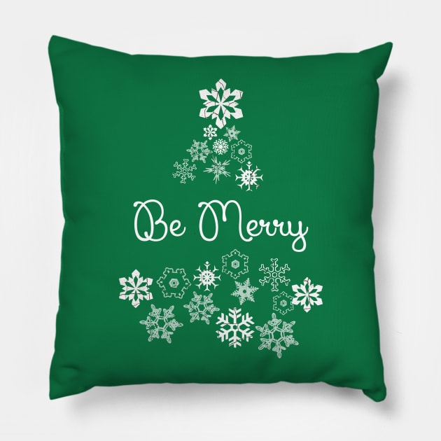 Be Merry Christmas Tree Design Pillow by blueavocado