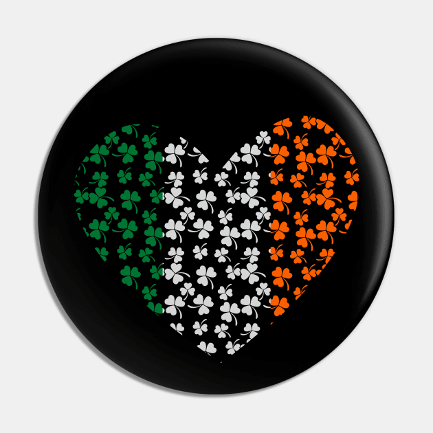 Shamrocks in a heart with Irish flag colors Pin by Toogoo