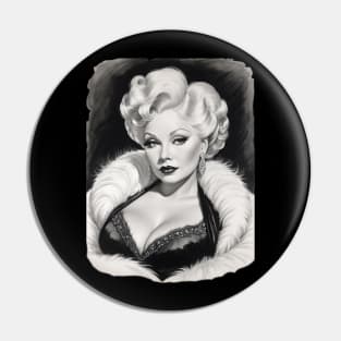 Mae West Black and White Portrait Pin