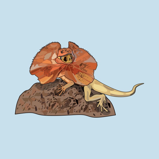 Frilled-neck lizard cartoon illustration by Miss Cartoon