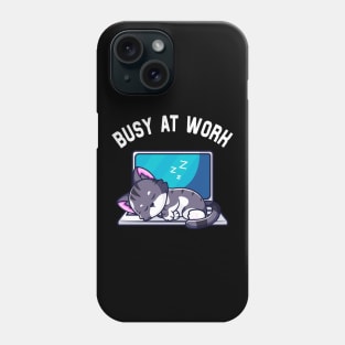 Work Home Office Cat Cute Cat Sleeping On Laptop Phone Case