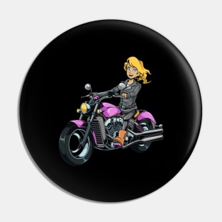 Girl on motorcycle Pin