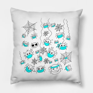 Spiders Wearing Face Masks Pillow