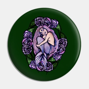 Purple Floral Mermaid Cuddles Pin