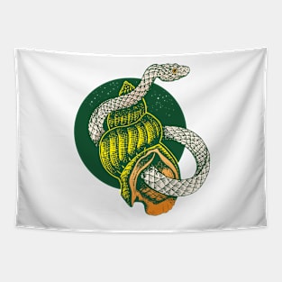 Green Snake and Shell View Tapestry