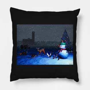 The Snowman's Visitors Pillow