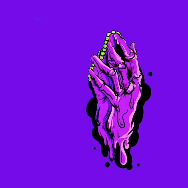 Dope purple praying skulls hands drawing by slluks_shop