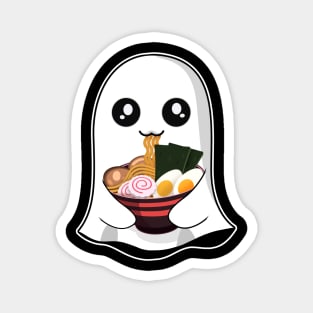 Cute Kawaii Ghost Eating Ramen Halloween Magnet