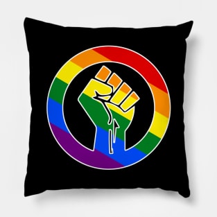 Black Lives Matter Fist Circled LGBTQ Flag Pride Rainbow Diagonal Pillow