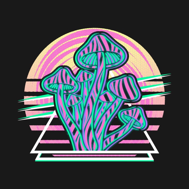 Psychedelic Psilocybin Mushroom Trippy Vaporwave Streetwear by snowmane