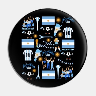 Argentina Soccer Futbol Champions Messi Fans Fun Celebration Pattern Pin