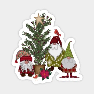 Christmas Tree and Gnomes | Pine Berries | Cherie's Art(c)2021 Magnet