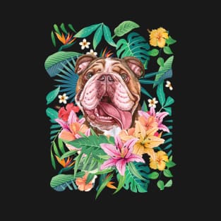 Tropical Chocolate Tri Color English British Bulldog T-Shirt