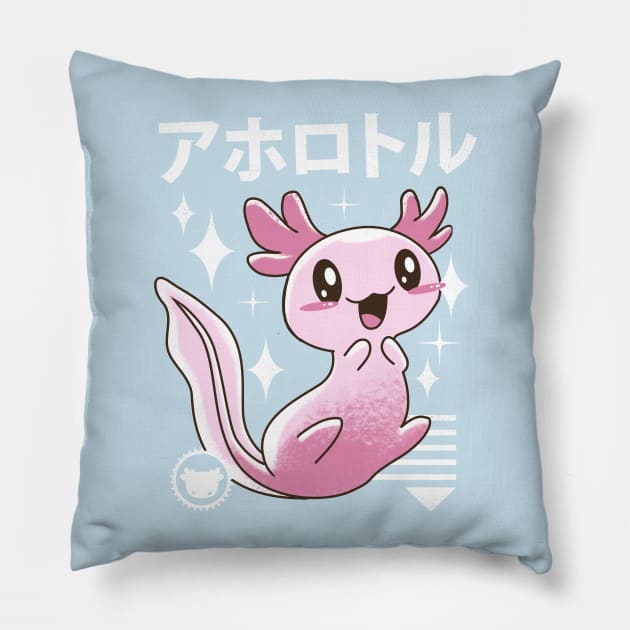 Kawaii Axolotl Pillow by Vincent Trinidad Art