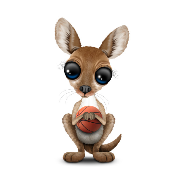 Baby Kangaroo Playing With Basketball Basketball Kids T Shirt