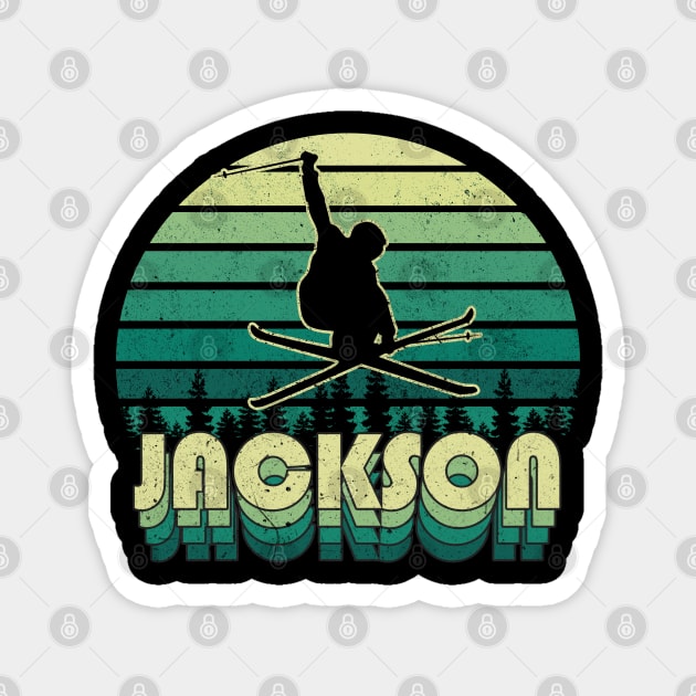 Jackson ski 3d retro design Magnet by NeedsFulfilled