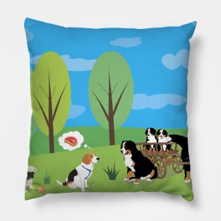 Dog Wild Party in the Nature Pillow