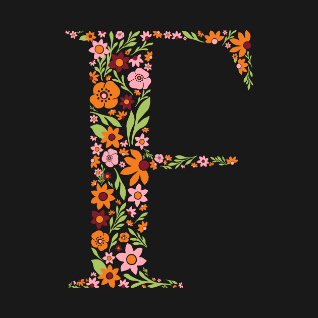 Retro Floral Letter F by zeljkica