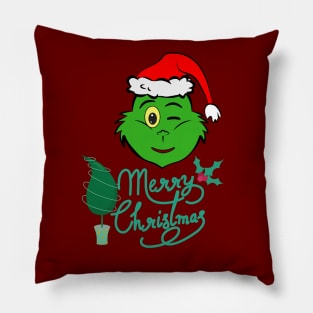 Cute Santa - Green Elf - Merry Christmas Pillow