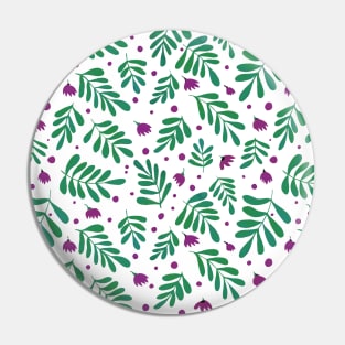 Watercolor branches and flowers - green and purple Pin