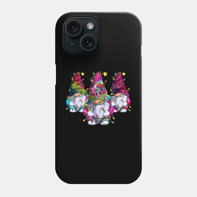 Three Hippie Gnomes Christmas Lights Xmas Gnome Lover Phone Case by Magazine