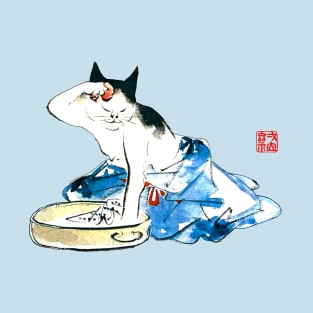 Utagawa Hiroshige Ukioy-e Humorous Japanese Cat Bathing II T-Shirt