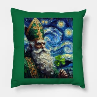 Saint Patrick Clover at Starry Night Pillow