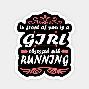 Running marathon girl power saying girl Magnet