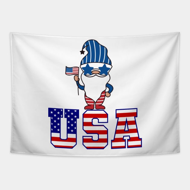 4th of july independent gnome Tapestry by sevalyilmazardal
