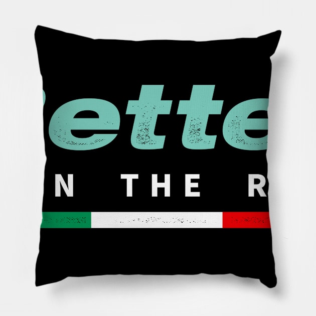 Better Than The Rest (Bianchi) Pillow by nutandboltdesign