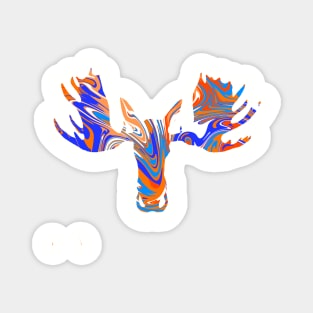 Orange and Blue tie dye moose Magnet