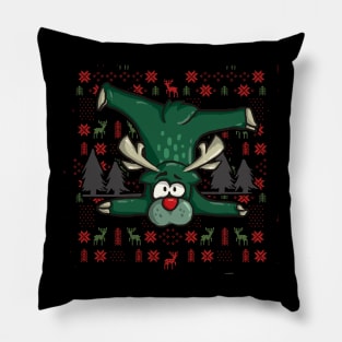 Ugly Christmas Reindeer Pillow