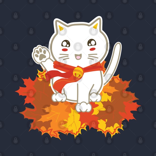 Lucky Cat in Fall by KimonoKat