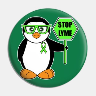 Stop Lyme! Awareness Cartoon Penguin Pin