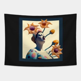 Woman with floral DNA Tapestry