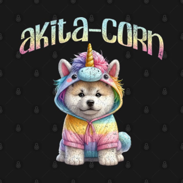 Akita-Corn Kawaii Akita Dog Puppy Pastel Unicorn Costume by Lavender Celeste