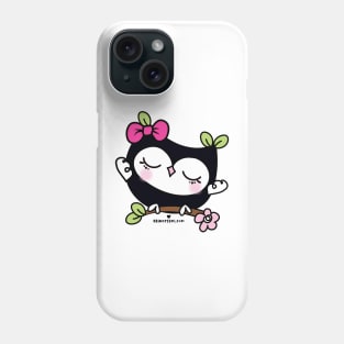 cute kawaii owl art on the tree branch Phone Case