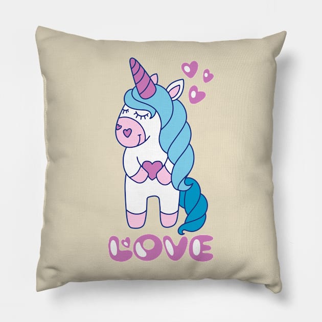 Love Unicorn Pillow by Mashmuh