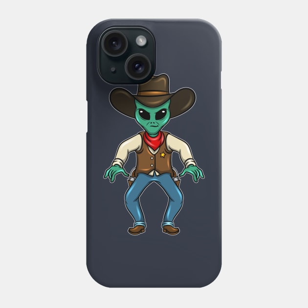 Alien rides shark cowboy rodeo gift idea present Phone Case by MARESDesign