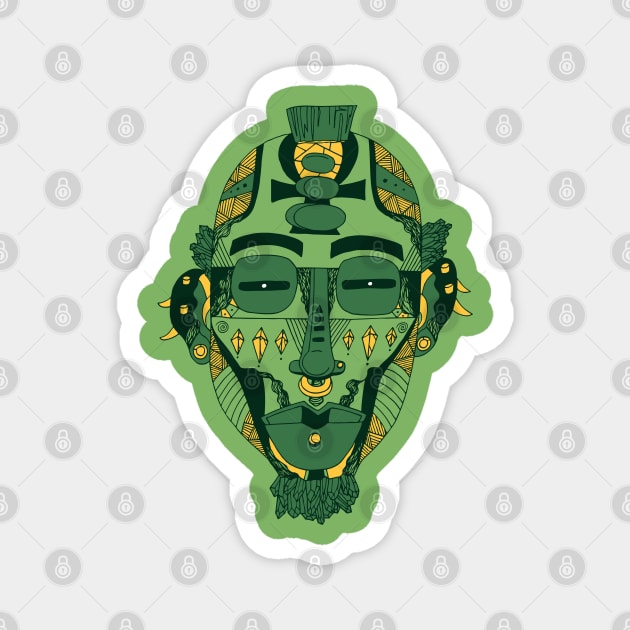 Forrest Green African Mask 5 Magnet by kenallouis