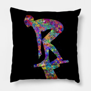 Swimmer girl watercolor Pillow